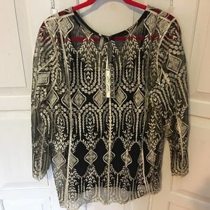 Ultra Pink Shimmery Lacey Sheer Top w/ Tank 1X